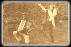 Postcard: DAISY DEBOLT & ONE OF THE STAWSHYK BROS. JARO. LOCATION SHOT FOR VIDEO Caught Between Rock And A Hard Place. 1985